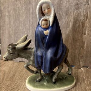 Vintage 1959 Goebel Mary w Baby Jesus on Donkey Christian Nativity Figurine